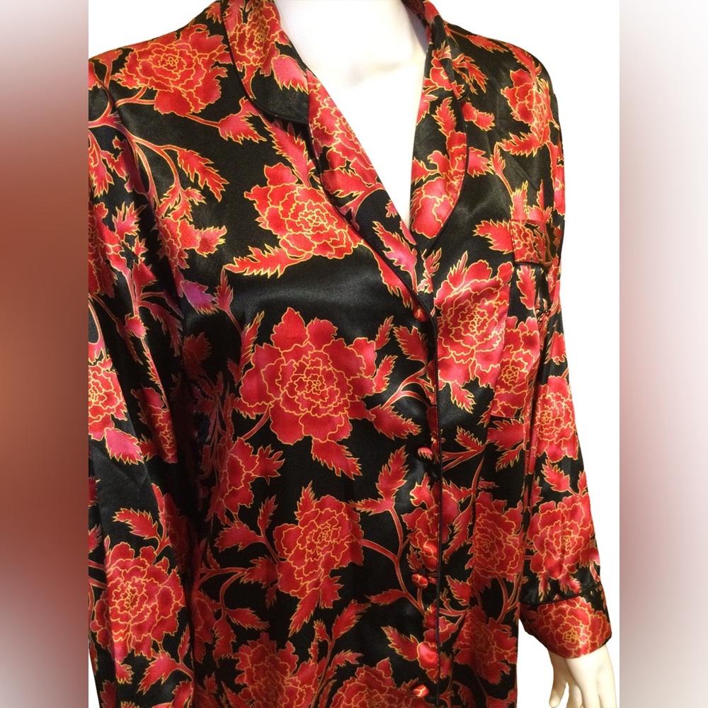 🌹2xHP!🌹 VS | VTG Gold Label Satin Floral Sleep Shirt
